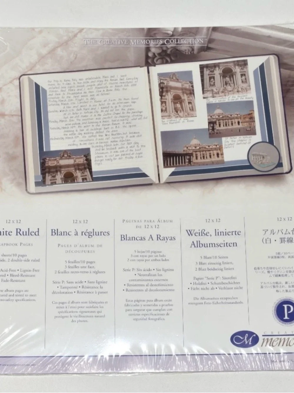Creative Memories 12x12 Lined Refill Pages White Ruled 5 Sheet 10 Page Pack NEW